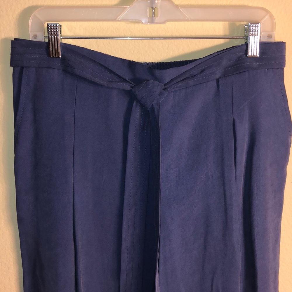 NWT BCBGMaxAzria Cobalt Blue Flared Crop Wide Leg Pants - Size Large - Picture 2 of 8